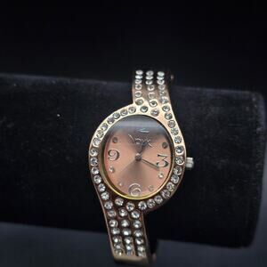 Voux Rhinestone Clamper Watch Gold Tone Womens Wrist Watch WORKS